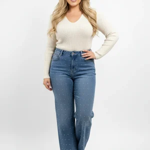 Queensize Stiplijn Straight-Fit Jeans KATHY C032