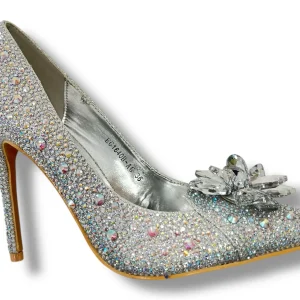 Glinsterende Luxe Hakken met Strass en Bloemdecoratie EG1640B
