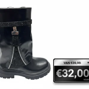 Midnight Buckle – Glitter Combat Boot MS-25025