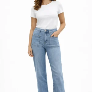 Nova High-Waist Patch Pocket Jeans MISS BON 77337-61