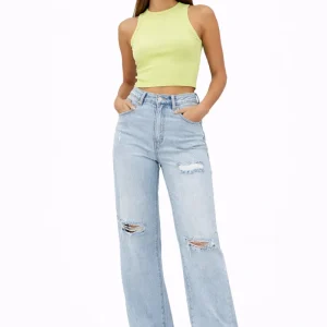Laulia Ripped Wide Leg Extra Long Jeans Y3370-3
