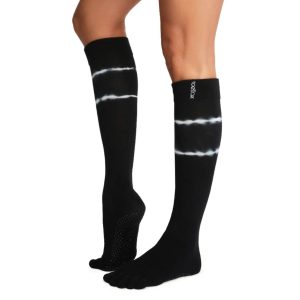 Antislip Sokken Knee High Black Tie Dye Stripe – ToeSox